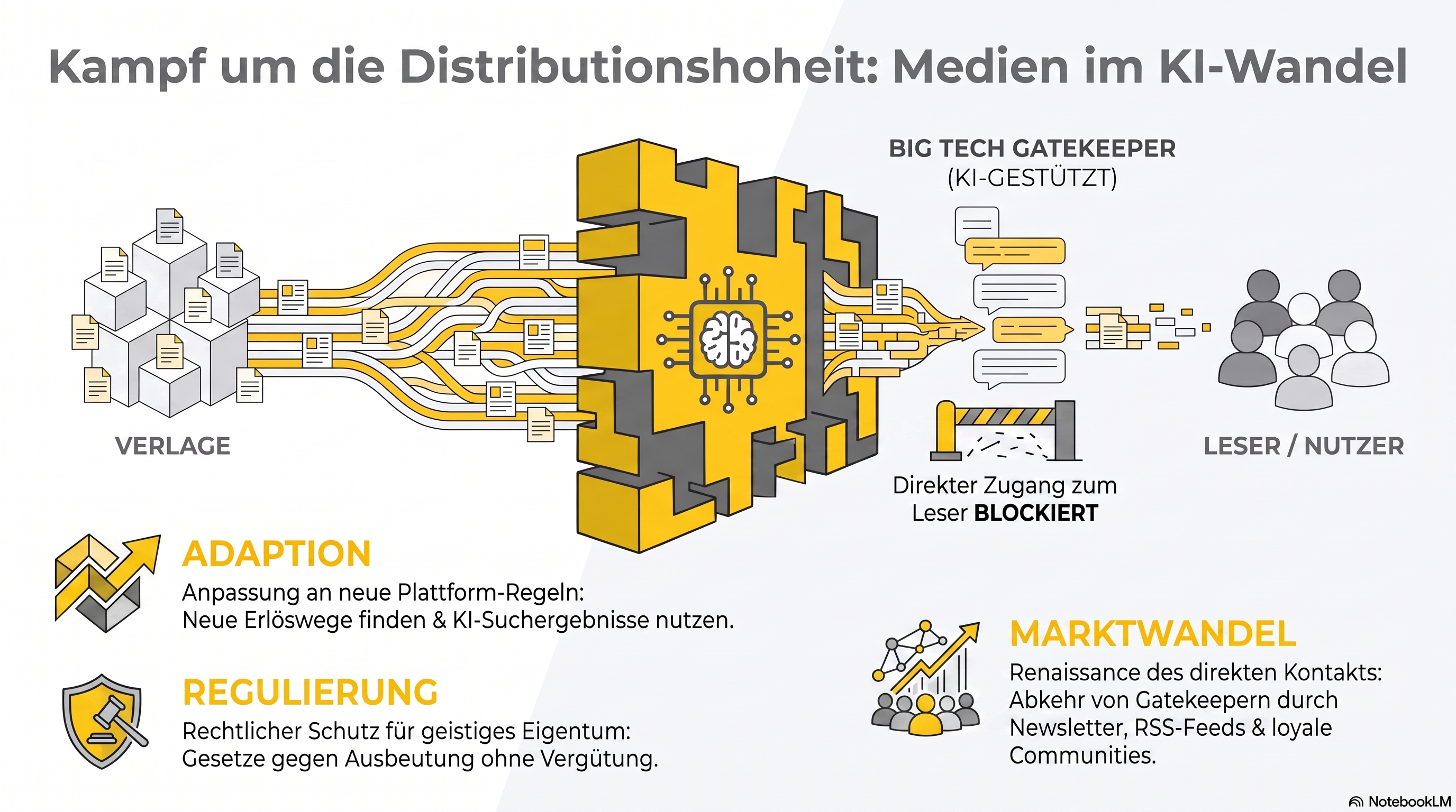 Infografik zum Kampf um die Distributionshoheit von Medien im KI-Wandel